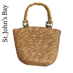 St. John's Bay vintage mini straw handbag with bamboo handles